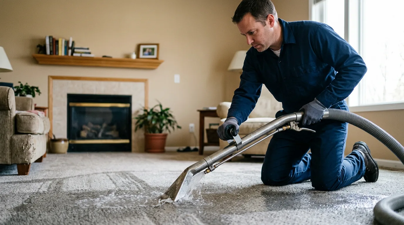 Water damage restoration technician working near Saint Johnsbury, VT